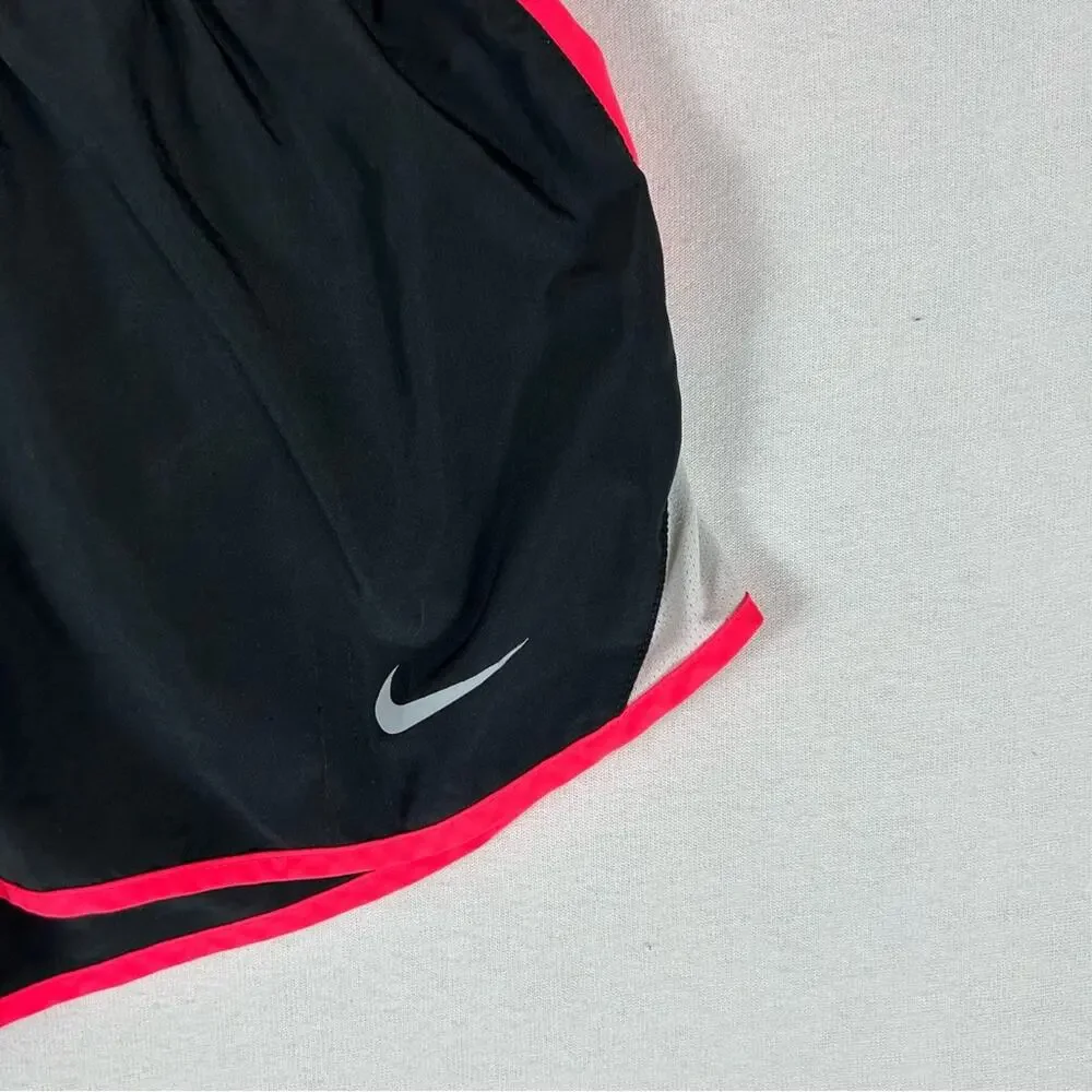 Nike Dri Fit Neon Tempo Running Shorts Women’s Medium Black Drawstring 3.5”